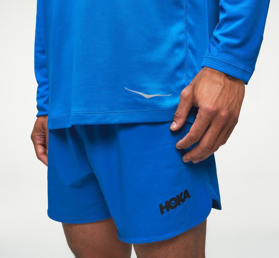 Tops Mens - Hoka One One Performance Long Sleeve - Blue - HIELNPW-79